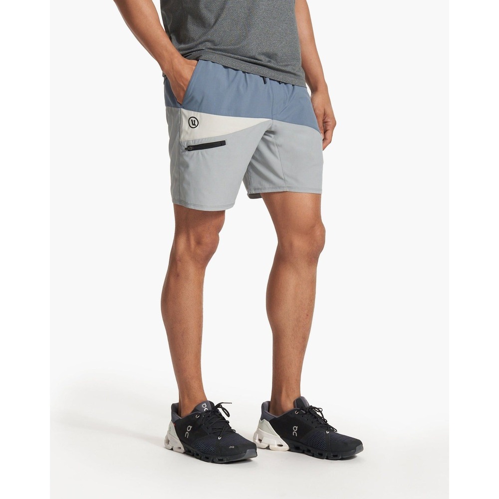 Vuori Kore Shorts XXL Blue Grey Colorblock Athletic Training Gym Lined 7 Inch